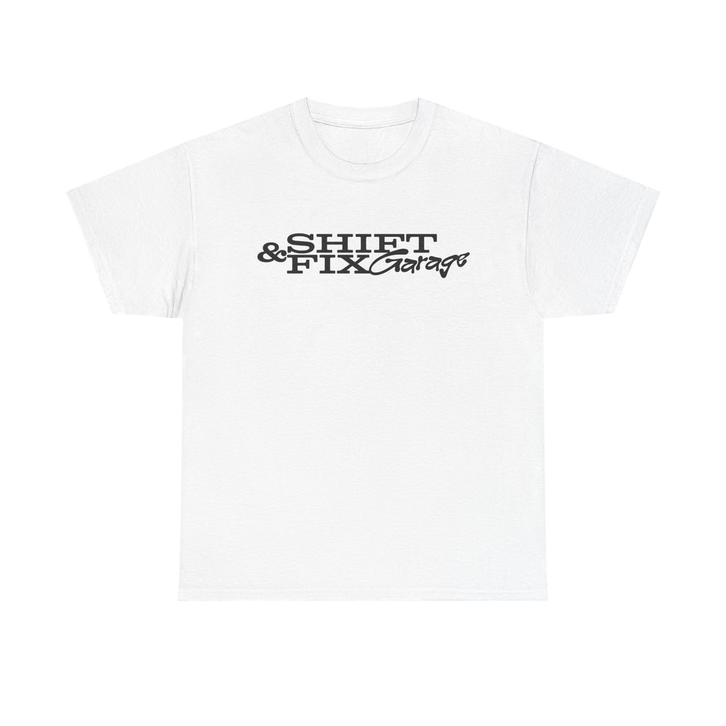 Shift & Fix Garage Tee — Vintage Script Mechanic T-Shirt