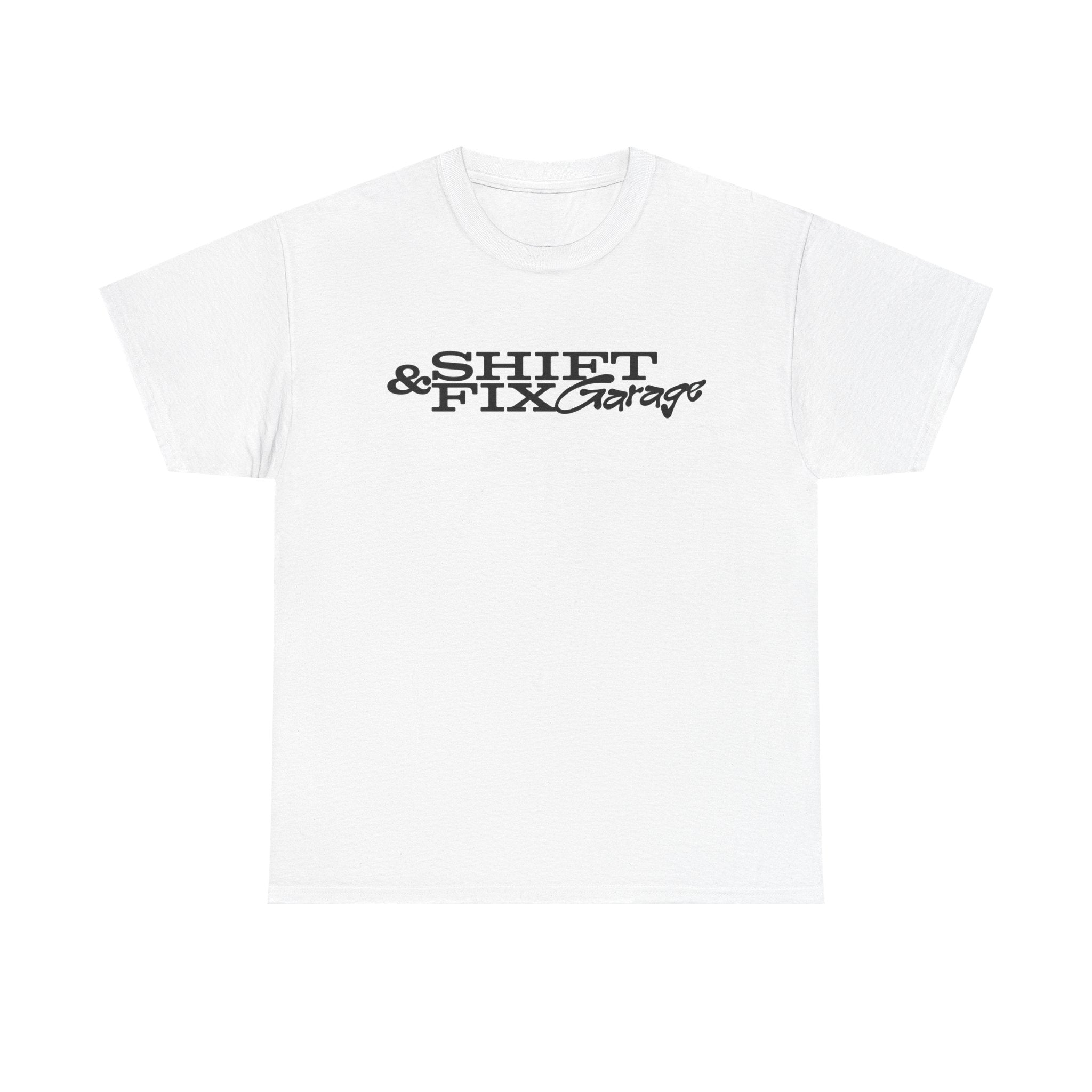 Shift & Fix Garage Tee — Vintage Script Mechanic T-Shirt