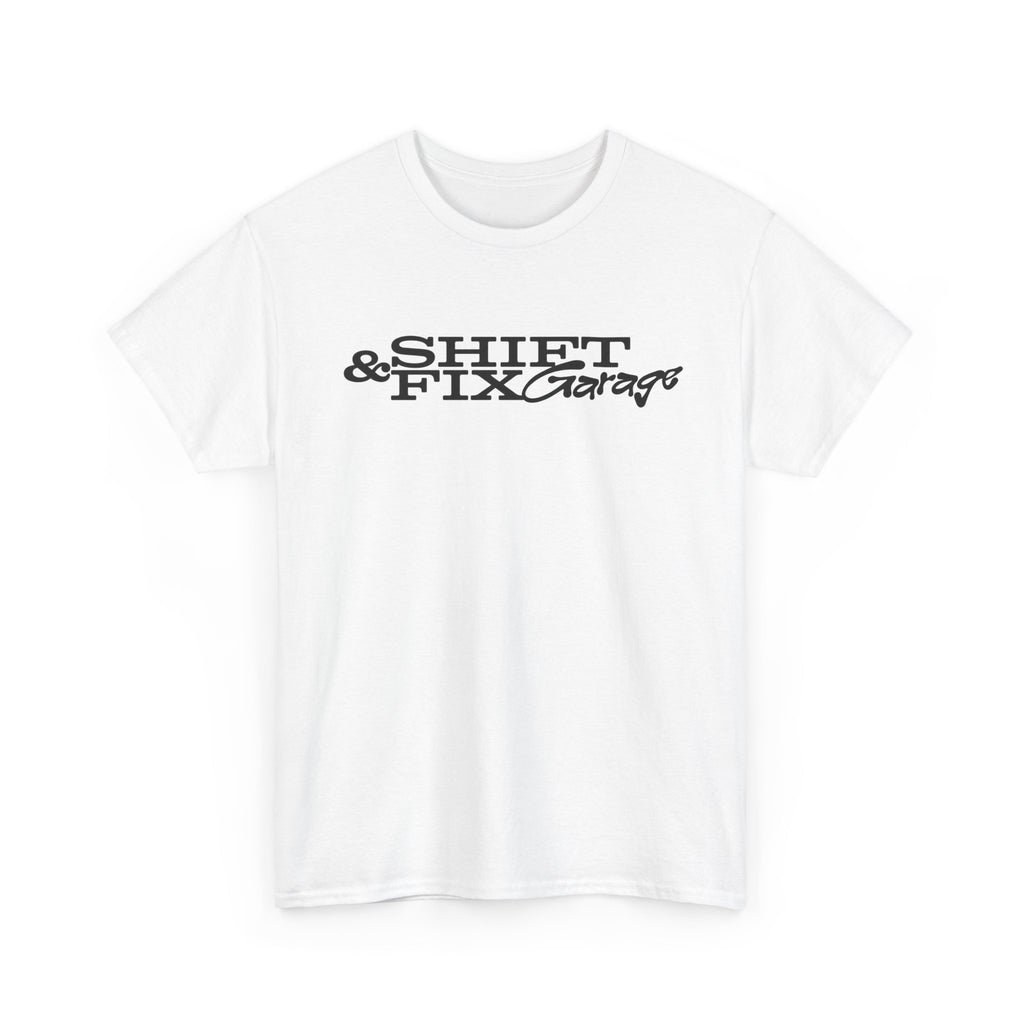 Shift & Fix Garage Tee — Vintage Script Mechanic T-Shirt