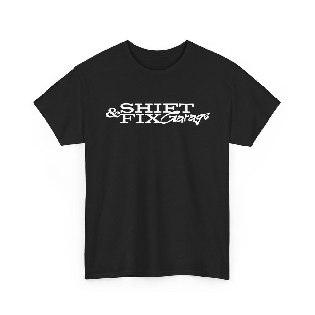 Shift & Fix Garage Tee — Vintage Script Mechanic T-Shirt